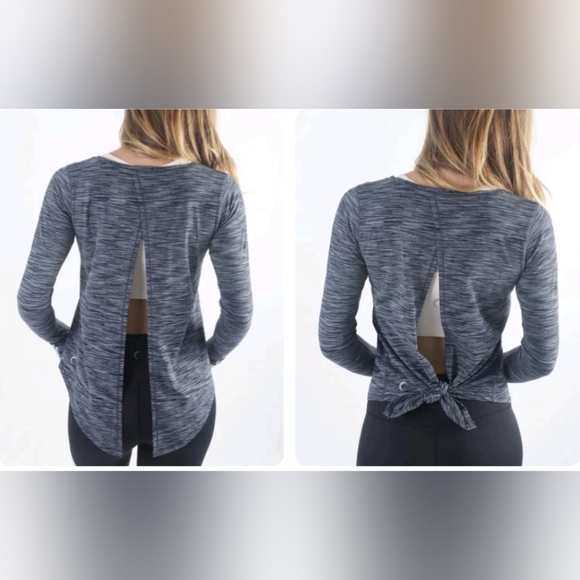 ZYIA Charcoal Split Back Long Sleeve T Size Large NWT - Picture 2 of 5